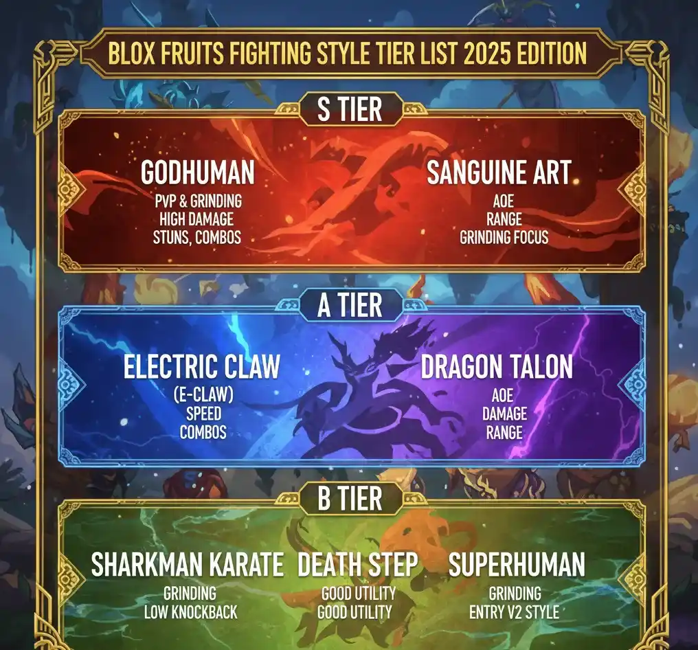 Best fighting styles in Blox Fruits 2025 main tier list